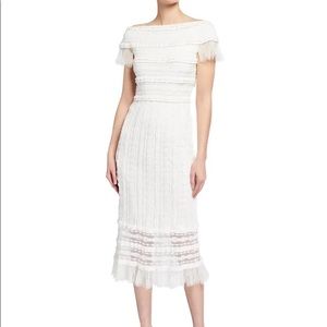 Sho Off-the-Shoulder Lace Detail Gauze Dress